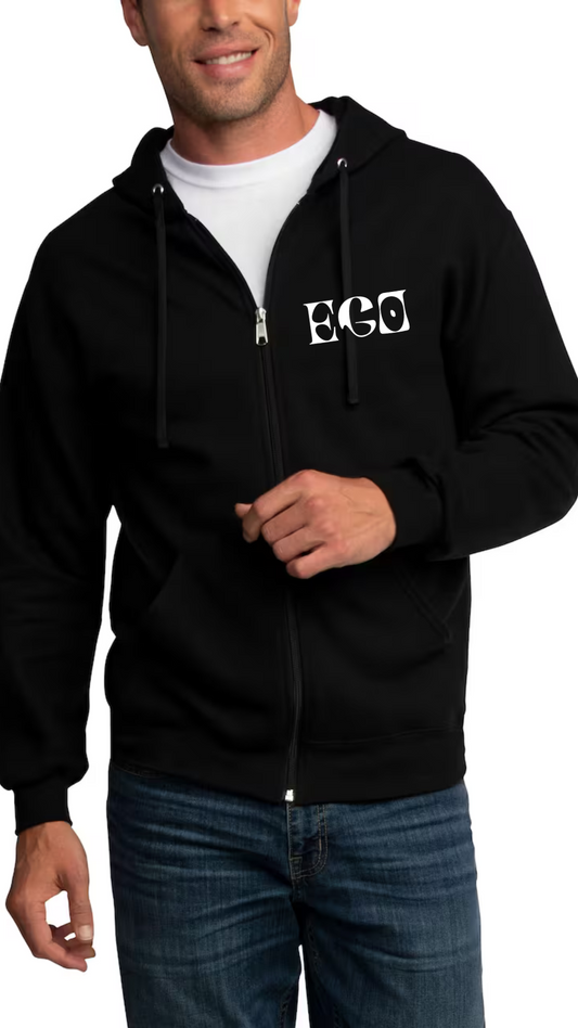 Ego Unisex Black Zip Up Hoodie Spring 24